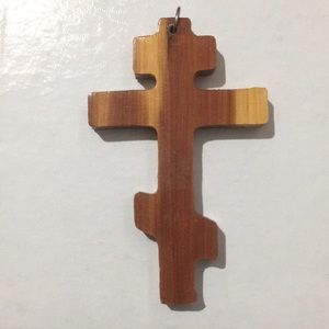 Wood cross pendant 2 3/4” made of single piece